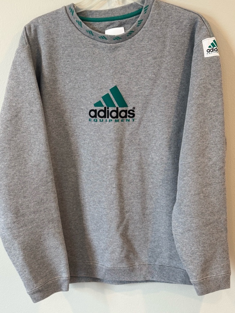 Vintage Adidas Equipment Sweatshirt Mens Medium Gray Mock Neck Fleece 90s EQT